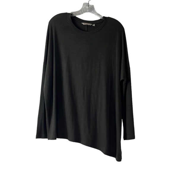 Athleta Oversized Slouchy T-Shirt Women's XS Olive Green Asymmetrical Hem - Picture 1 of 11